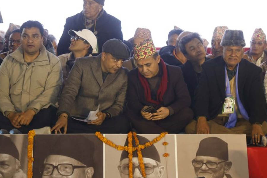 Gagan Thapa addressing media, stating Nepali Congress has not split and is holding a legitimate special general convention in Nepal