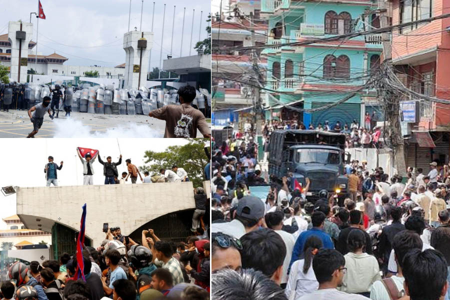Injured Gen Z protester being rushed for treatment at Civil Hospital, Kathmandu after police firing.