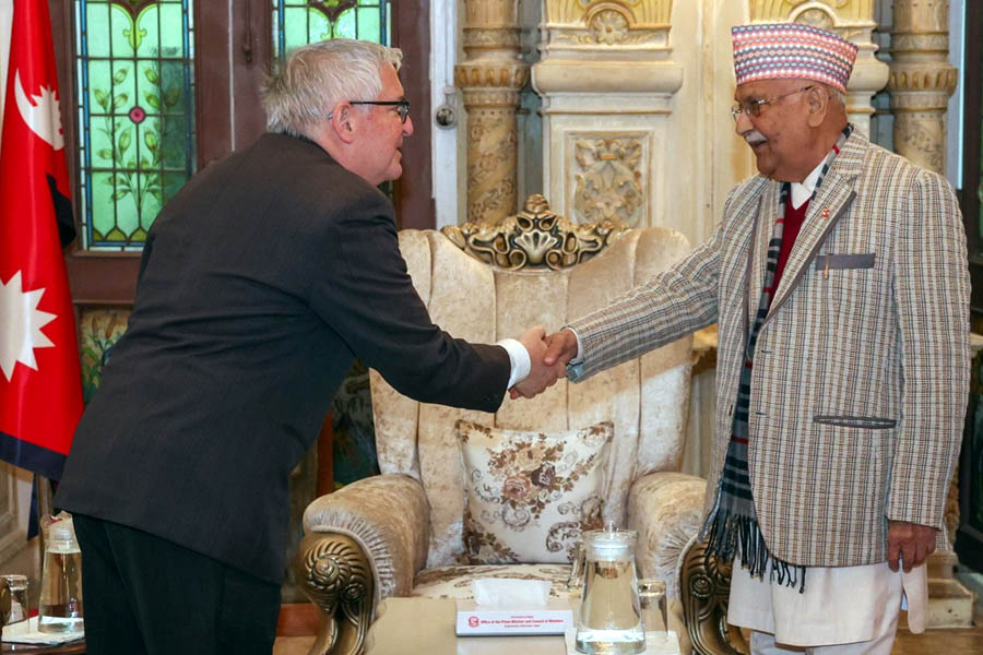 Prime Minister KP Sharma Oli meets Israeli Ambassador to Nepal, Smulik A. Bass.