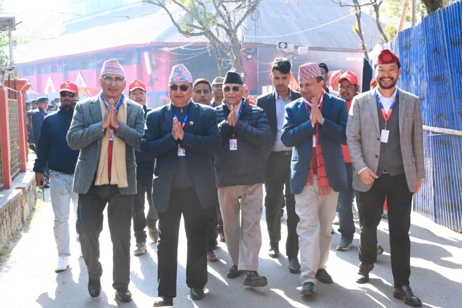 K.P. Sharma Oli elected UML chairman for third term at 11th general convention in Kathmandu after defeating Ishwor Pokharel by 1,099 votes.