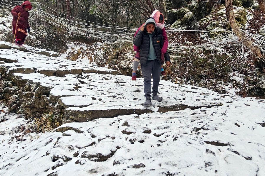 Snowfall in Pathibhara area