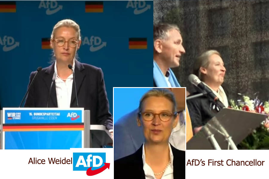 Alice Weidel, AfD chancellor candidate, speaking at a press conference.