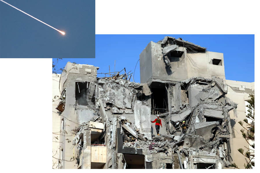 Emergency crews respond to a damaged residential area after a missile strike from Iran hit Be'er Sheva, Israel, during the ongoing Israel-Iran conflict on June 24, 2025.