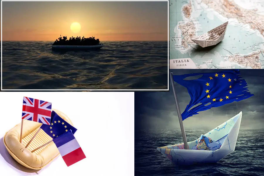 Rising boat immigration crisis across the UK, Spain, Italy, and other EU countries in 2024