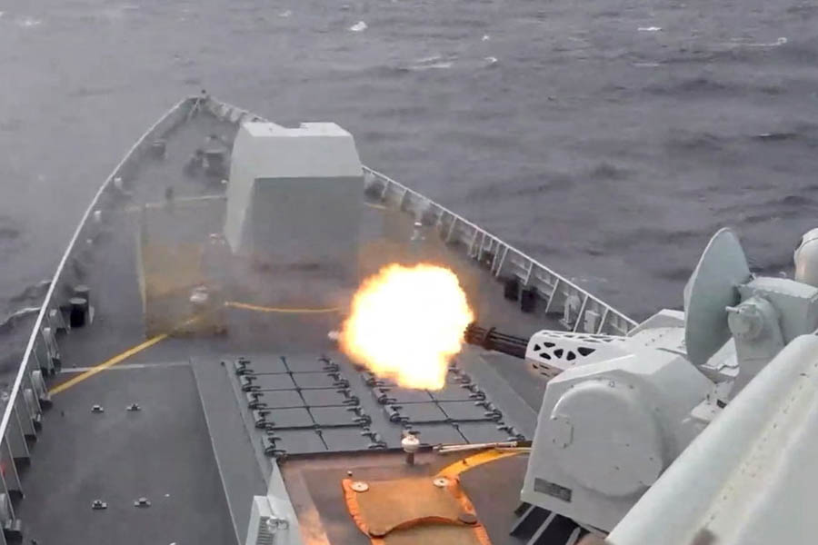 Chinese ship launches a weapon during military drills near Taiwan while Trump downplays concerns