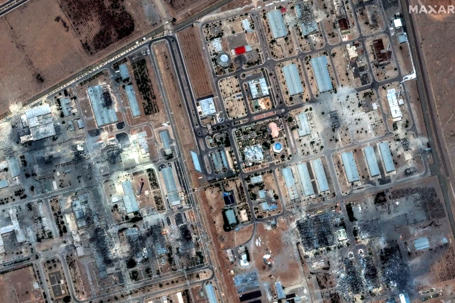 Damage to Iran’s Isfahan nuclear enrichment facility following U.S. airstrikes in central Iran.