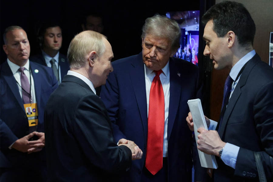 Donald Trump and Vladimir Putin appear together after their press conference in Anchorage, Alaska, wrapping up a summit marked by warm gestures but no breakthrough on the Ukraine war.