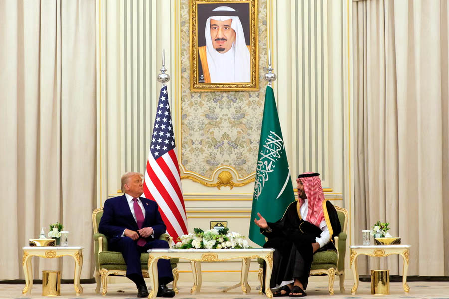 Donald Trump with Mohammed Bin Salman in Riyadh on Tuesday.