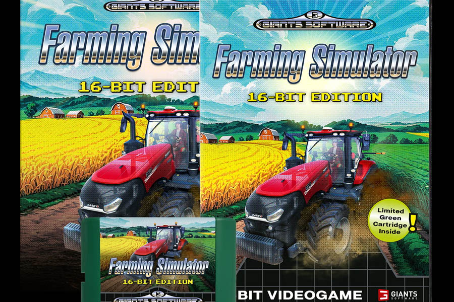 The cartridge of Farming Simulator: 16bit Edition.