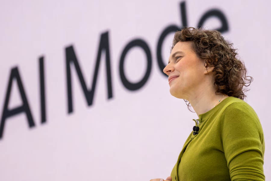 Liz Reid, head of Search, addresses the crowd during Google's annual I/O developers conference in Mountain View, California, on Tuesday.