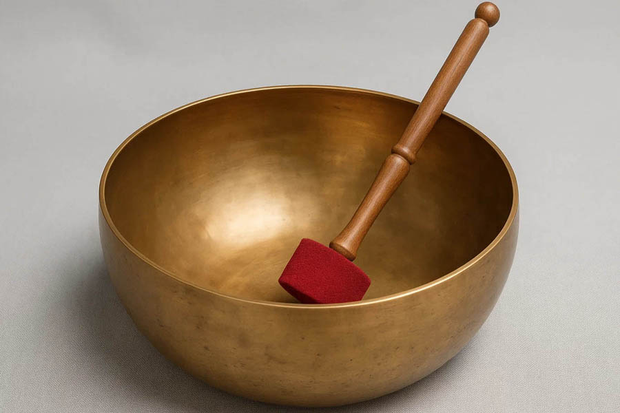 Tibetan sound healing bowls crafted in brass and seven-metal blends.