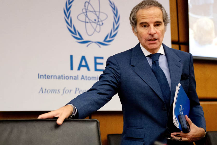 International Atomic Energy Agency (IAEA) Director General Rafael Grossi at an exceptional meeting of the agency’s Board of Governors.