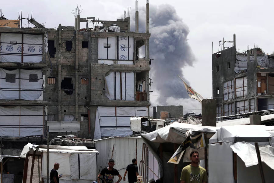 Smoke rises from an Israeli airstrike in Jabaliya, northern Gaza, on Thursday.