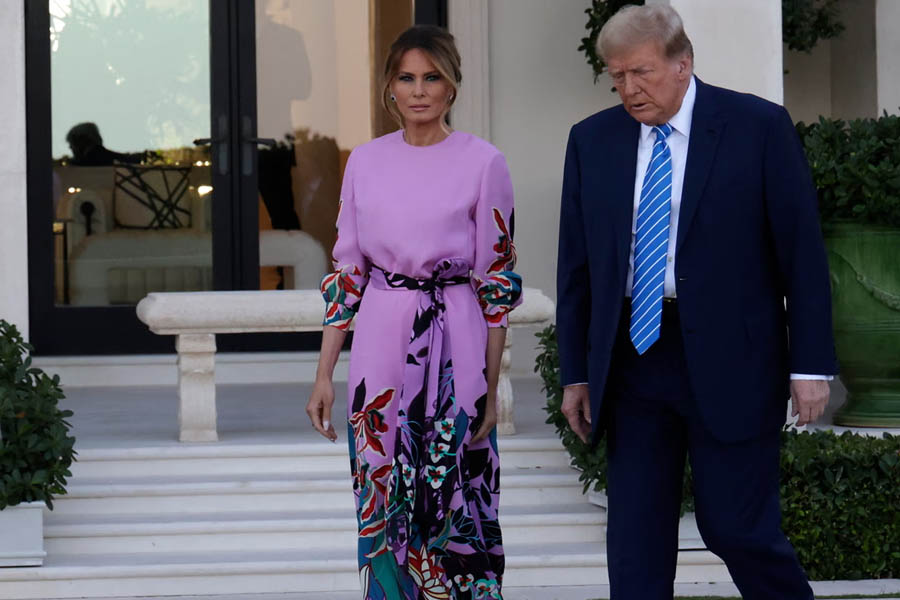 Melania Trump seated at the United Nations Security Council chamber in New York, preparing to lead a session on children, technology, and education in conflict.