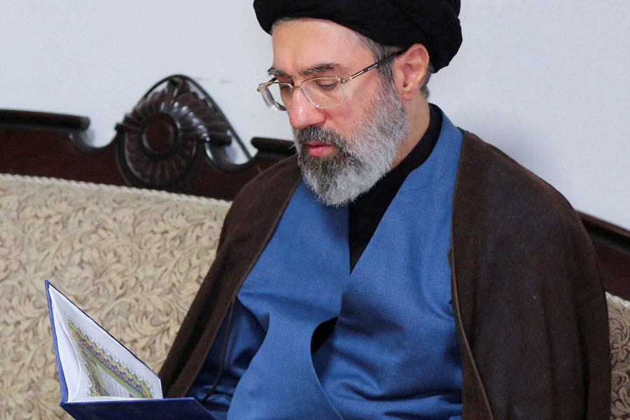 Mojtaba Khamenei portrait after being selected as Iran’s Supreme Leader following the death of Ayatollah Ali Khamenei during the US-Israel conflict.