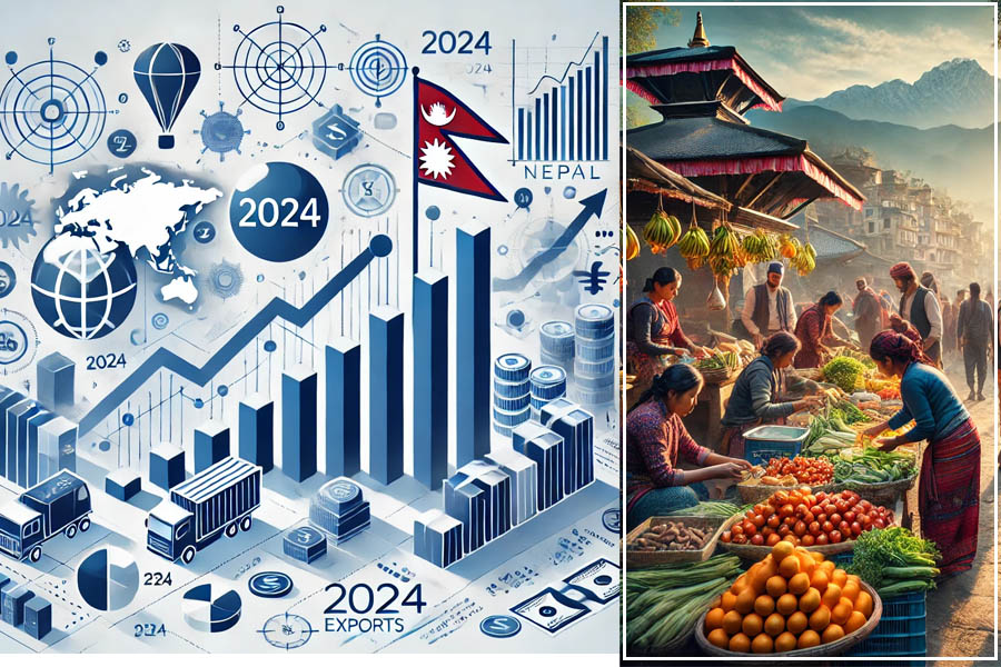 Nepal's economic performance in 2024, covering inflation rates, remittance growth, and foreign trade trends.