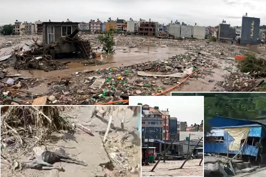 Nepal's aftermath of devastating floods and landslides, showcasing the resilience of communities amidst disrupted transportation and the struggle to recover from widespread destruction