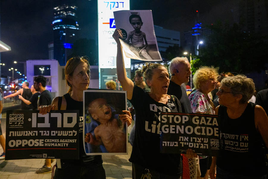 Protesters in Tel Aviv on Saturday rally against the expansion of the Gaza war, calling for an end to the ongoing conflict and greater protection for civilians.