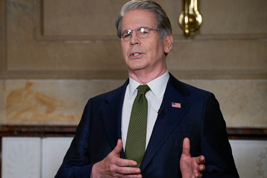 Scott Bessent US Treasury Secretary speaking about the temporary waiver allowing India to buy stranded Russian oil without major financial benefit to Russia.