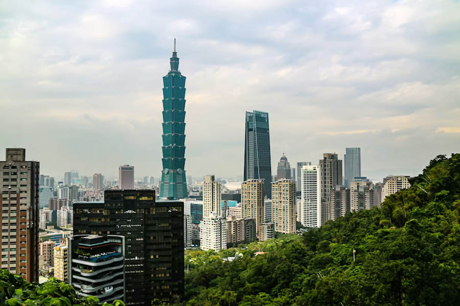 Taipei 101 building in Taipei, Taiwan, a landmark representing the country’s technology-driven economy and semiconductor leadership.
