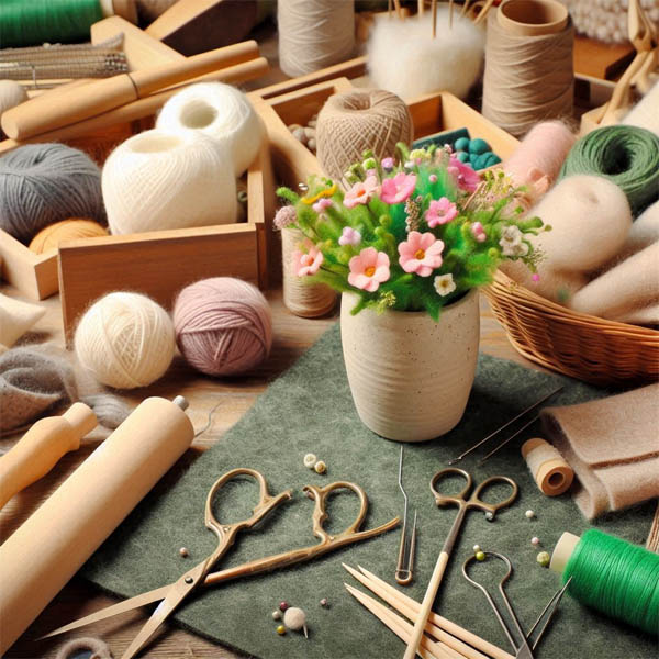 Felt crafting tools and materials