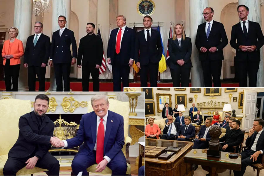 US President Donald Trump hosts European leaders in the Oval Office during high-stakes peace talks on Monday, focusing on Ukraine’s security guarantees and a possible summit with Russia.