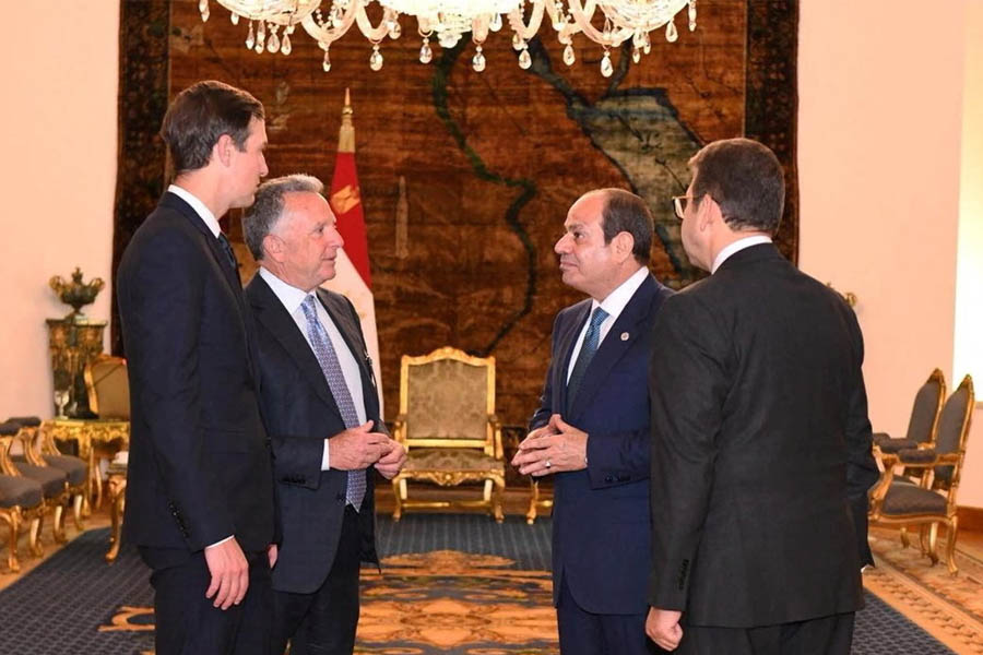 Donald Trump and Abdel Fatah al-Sisi at Gaza Peace Summit in Sharm el-Sheikh discussing ceasefire and regional stability.