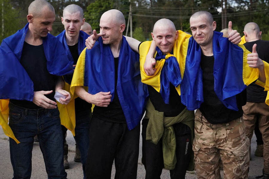 Ukrainian PoWs have been swapped with their Russian counterparts at an undisclosed location near the border with Belarus.