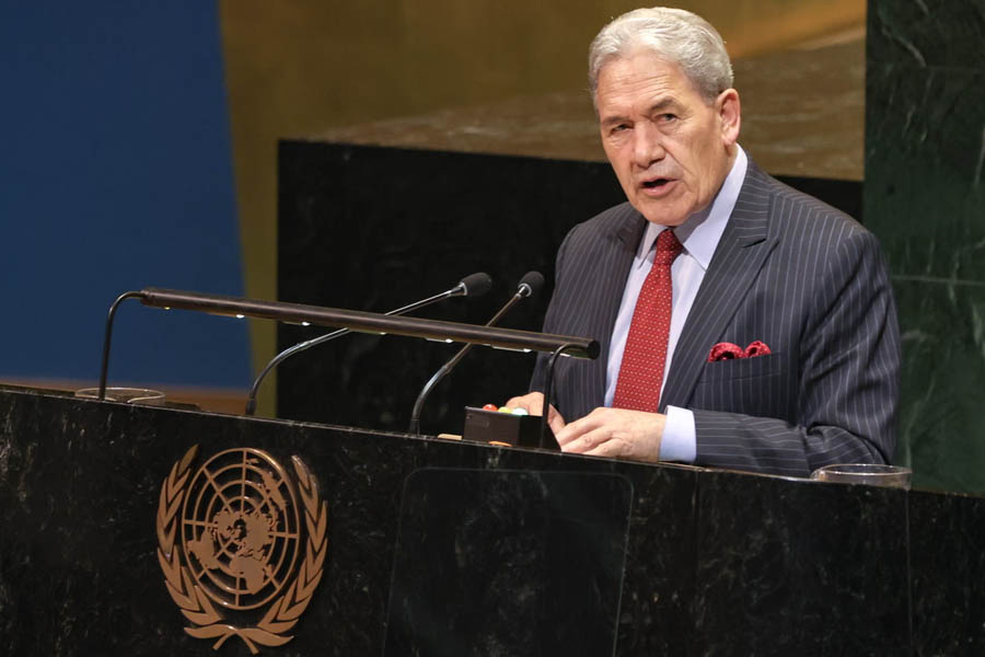 Winston Peters, New Zealand’s minister of foreign affairs, speaks at the UN General Assembly, stating that New Zealand will not yet recognise Palestinian statehood.